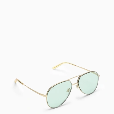Shop Gucci Aviator Green Sunglasses Men In Silver