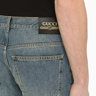 Shop Gucci Blue Regular Denim Jeans Men