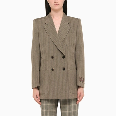 Shop Gucci Brown Wool Double-breasted Jacket Women