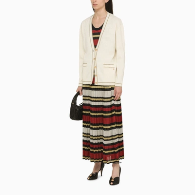 Shop Gucci Classic Ivory Ribbed Cardigan Women In White