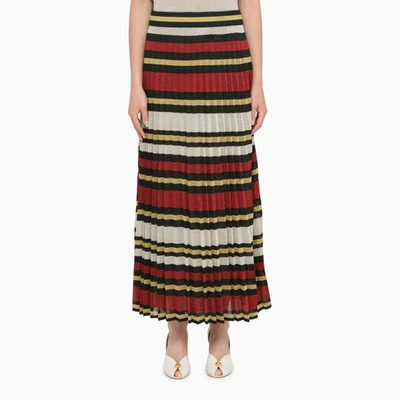 Shop Gucci Multicoloured Striped Lurex Skirt Women In Multicolor