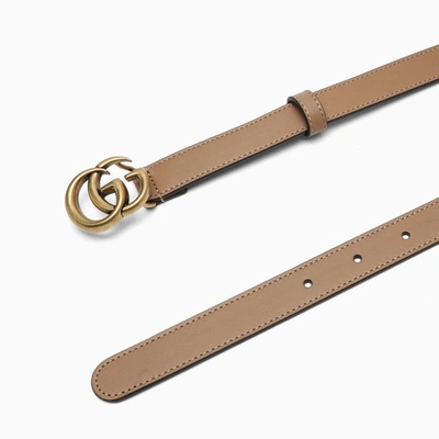 Shop Gucci Tan Leather Belt With Double G Buckle Women In Cream