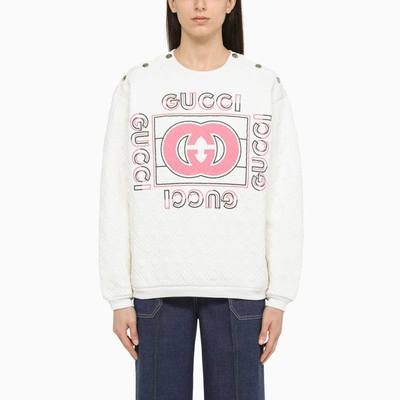 Shop Gucci White Quilted Sweatshirt Women