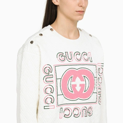 Shop Gucci White Quilted Sweatshirt Women