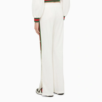 Shop Gucci White Trousers With Web Women In Multicolor