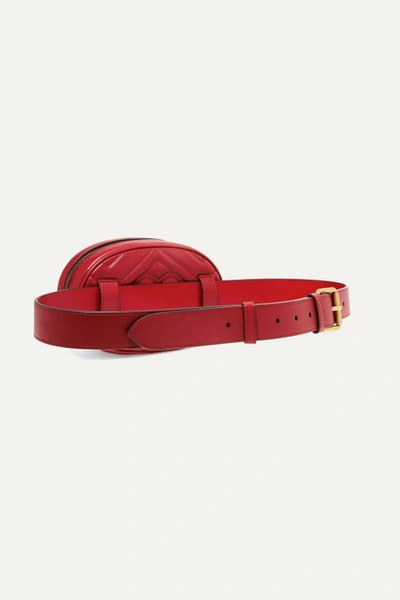Shop Gucci Women Belt Marmont Quilted Size 75cm Red Leather Cross Body Bag