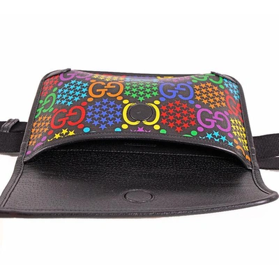 Shop Gucci Women Belt Psychedelic Black Gg Supreme Canvas Cross Body Bag In Blue