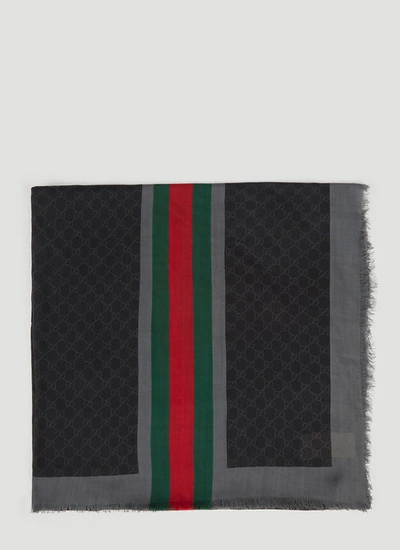 Shop Gucci Women Gg Web Stripe Scarf In Black