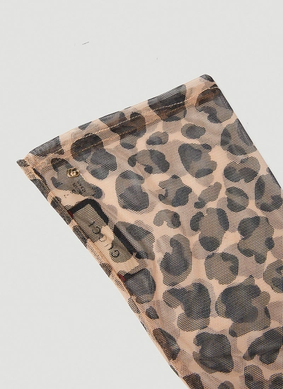 Shop Gucci Women Leopard Print Gloves In Brown