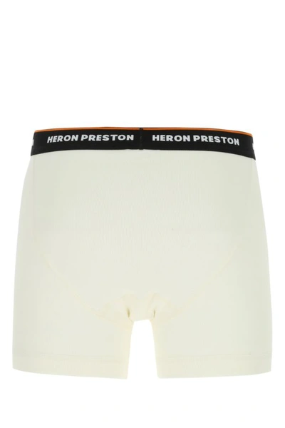 Shop Heron Preston Man Ivory Stretch Cotton Boxer Set In White
