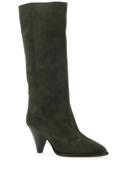 Shop Isabel Marant Woman Dark Green Suede Boots