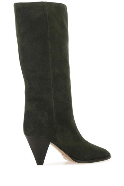 Shop Isabel Marant Woman Dark Green Suede Boots