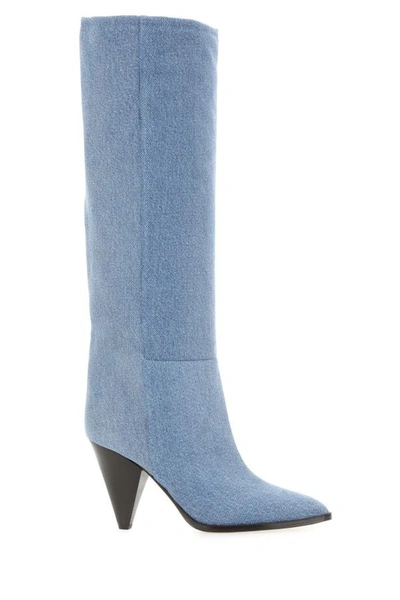 Shop Isabel Marant Woman Denim Slouchy B Boots In Blue