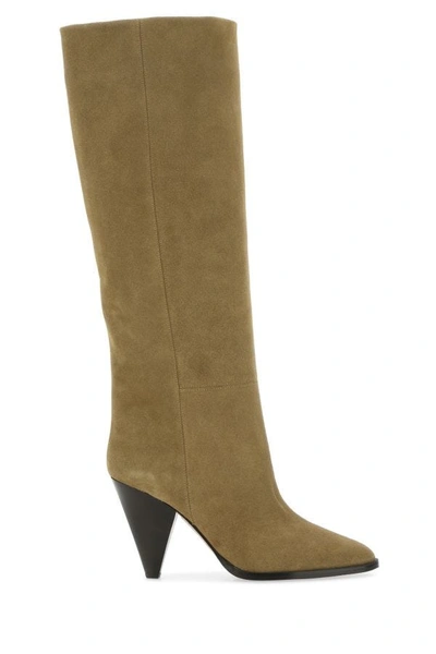 Shop Isabel Marant Woman Khakhi Suede Slouchy B Boots In Green