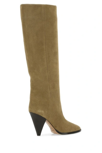 Shop Isabel Marant Woman Khakhi Suede Slouchy B Boots In Green