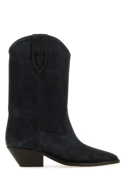 Shop Isabel Marant Woman Slate Suede Washed Iconic S Ankle Boots In Black