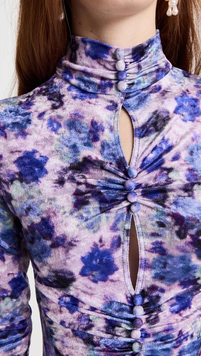 Shop Isabel Marant Women Gram Velvet Floral Mini Dress In Purple