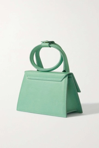 Shop Jacquemus Women Le Chiquito Noeud Green Leather Shoulder Bag