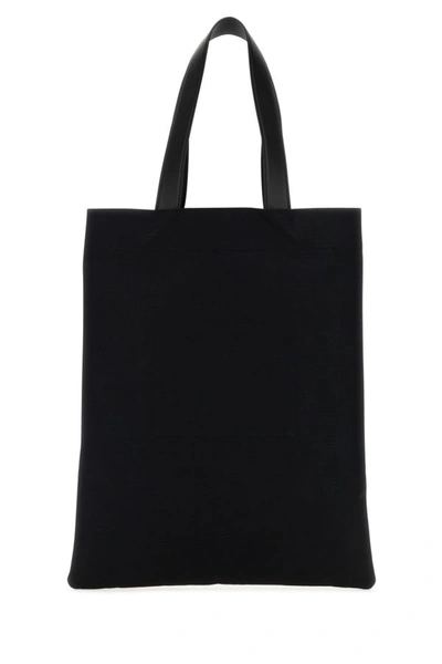 Jil Sander Logo Print Cotton-linen Blend Tote Bag In Black
