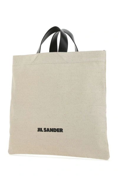 Jil Sander Man Handbag Ivory Size - Textile Fibers, Soft Leather In Brown