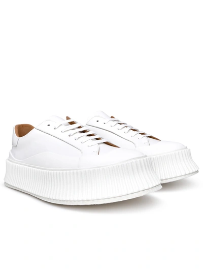 Shop Jil Sander Man  White Leather Sneakers