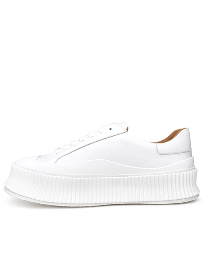 Shop Jil Sander Man  White Leather Sneakers