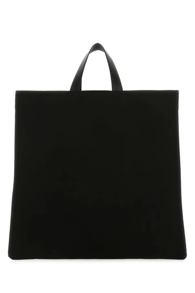 Jil Sander Black Canvas Shopping Bag In Black