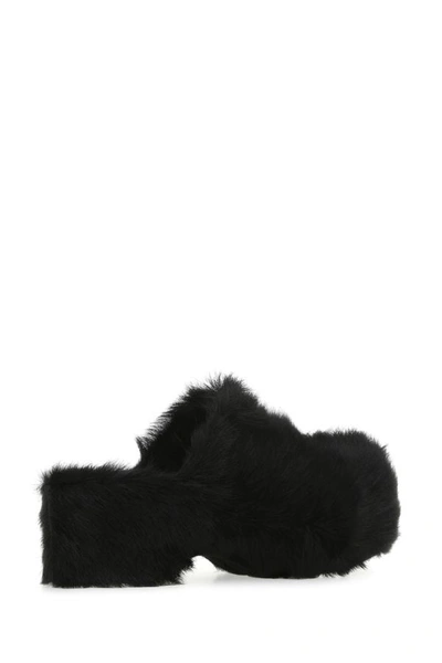 Shop Jil Sander Woman Black Fur Clogs