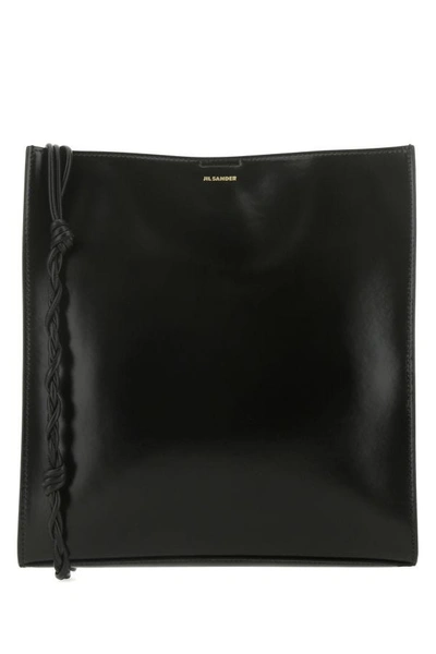 Jil Sander Women Black Leather Large Tangle Shoulder Bag In Black