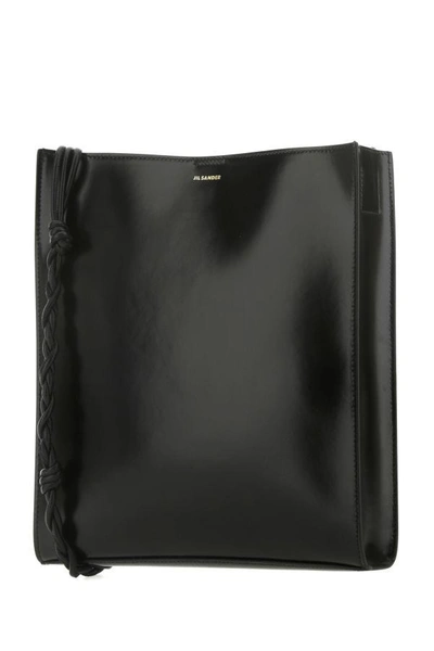 Jil Sander Women Black Leather Large Tangle Shoulder Bag In Black