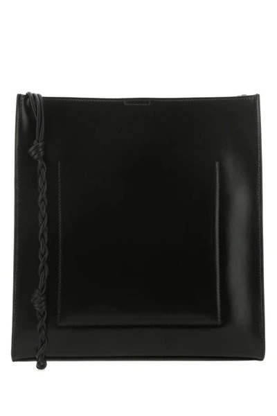 Jil Sander Women Black Leather Large Tangle Shoulder Bag In Black