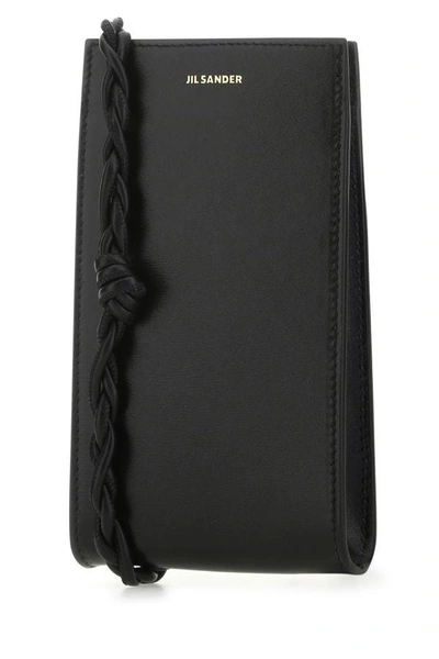 Shop Jil Sander Woman Black Leather Phone Case