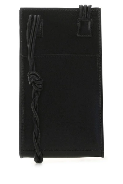 Shop Jil Sander Woman Black Leather Phone Case