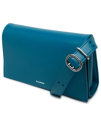 Shop Jil Sander Woman  Light Blue Leather All-day Bag
