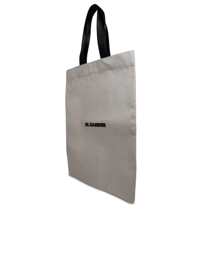 Shop Jil Sander Woman  Beige Canvas Tote Bag In Cream