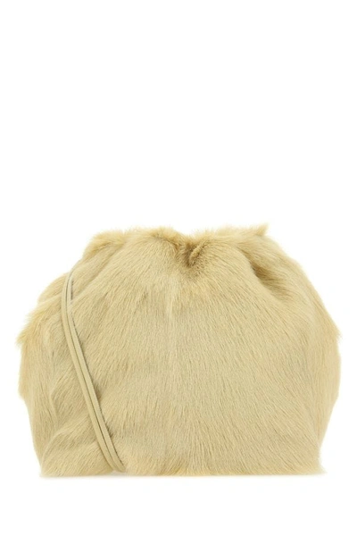 Shop Jil Sander Woman Cream Fur Dumpling Bucket Bag In Yellow