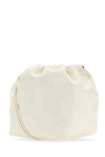 Shop Jil Sander Woman Ivory Leather Dumping Bucket Bag In White