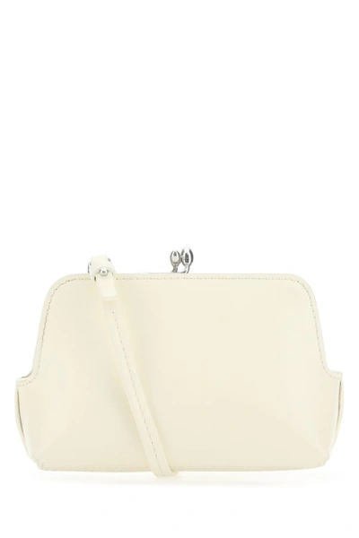 Shop Jil Sander Woman Ivory Leather Micro Goji Crossbody Bag In White