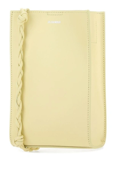 Shop Jil Sander Woman Pastel Yellow Leather Small Tangle Shoulder Bag