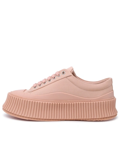 Shop Jil Sander Woman  Pink Canvas Sneakers
