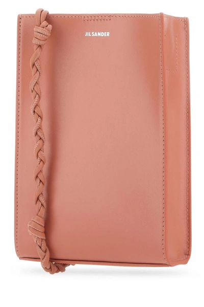 Shop Jil Sander Woman Pink Leather Small Tangle Shoulder Bag