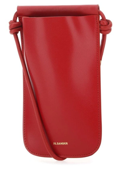 Shop Jil Sander Woman Red Leather Phone Case