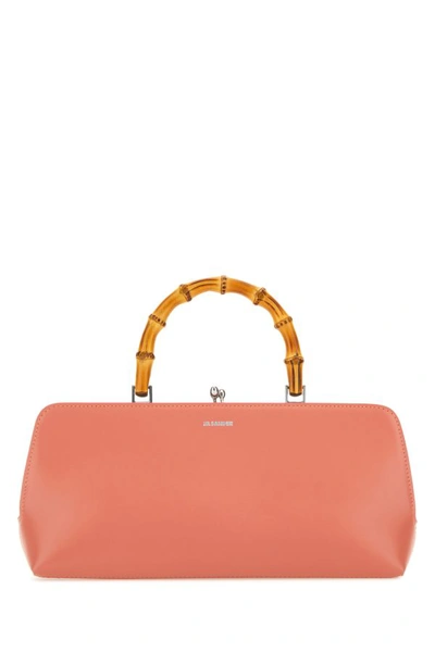 Shop Jil Sander Woman Salmon Leather Small Goji Bamboo Handbag In Pink