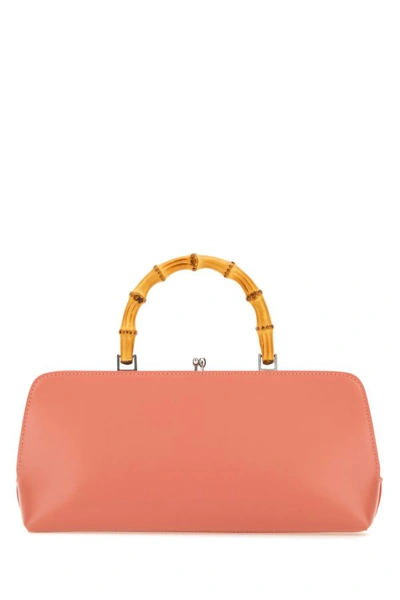 Shop Jil Sander Woman Salmon Leather Small Goji Bamboo Handbag In Pink