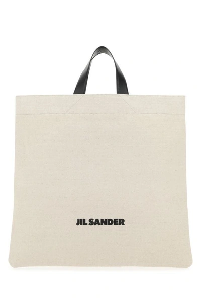 Jil Sander Borsa Shopping In Tela Sabbia Donna In Brown