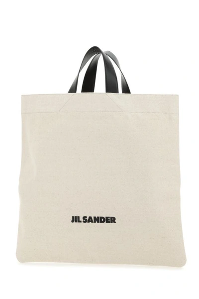 Jil Sander Borsa Shopping In Tela Sabbia Donna In Brown