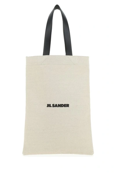 Shop Jil Sander Woman Sand Canvas Shopping Bag In Brown