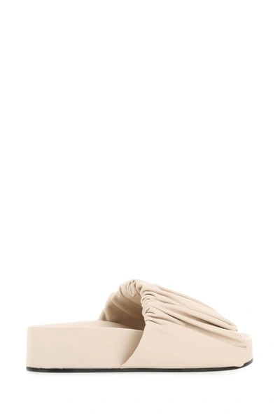 Shop Jil Sander Woman Sand Leather Slippers In Brown