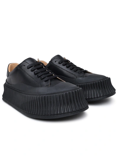 Shop Jil Sander Woman  Black Leather Sneakers