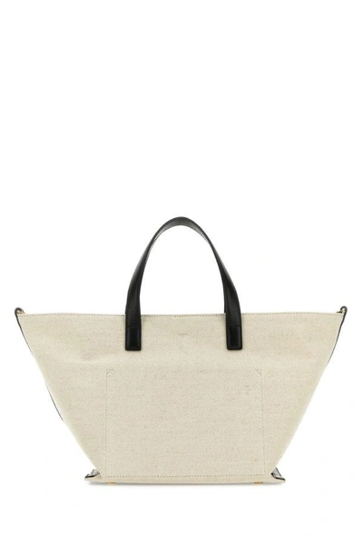 Shop Jil Sander Woman Two-tone Canvas And Leather Small Wander Square Handbag In Multicolor